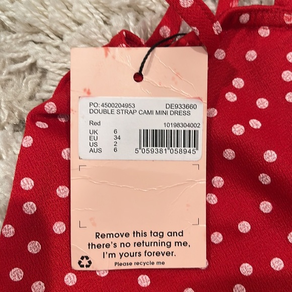 NWT Missguided Red Polka Dot Double Strap Dress - 2 - Picture 2 of 3
